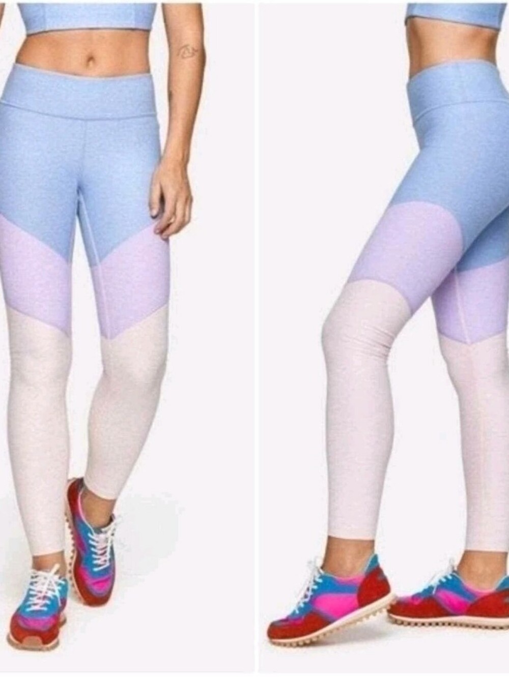 Outdoor Voices Women 7/8 Active Leggings Colorblock Lilac Lavender Medium $98